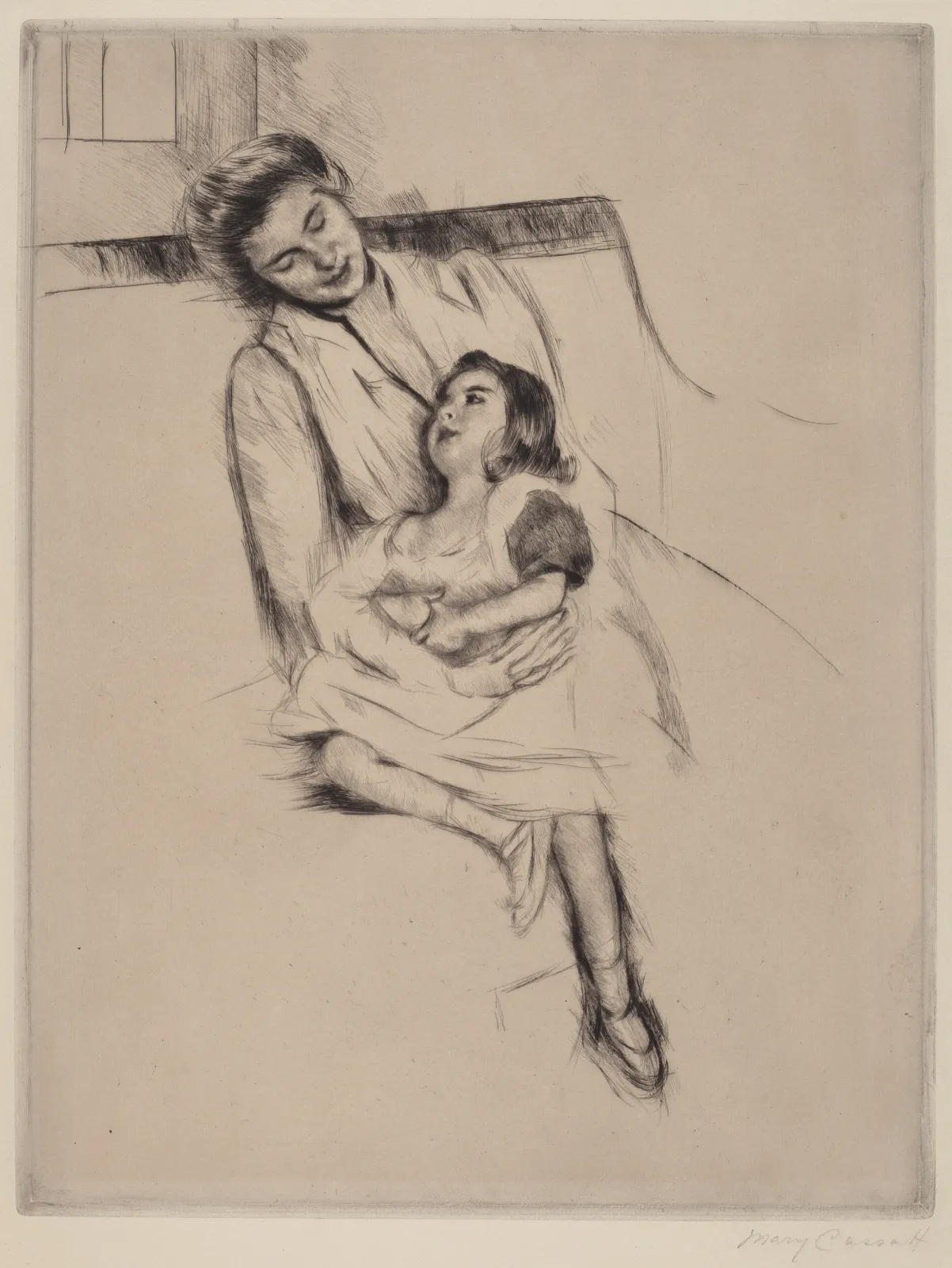 Reine and Margot Seated on a Sofa (No. 2), Mary Cassatt