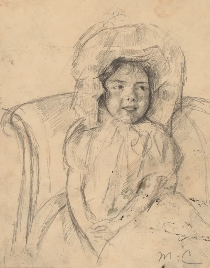 Smiling Margot Wearing a Ruffled Bonnet, Mary Cassatt