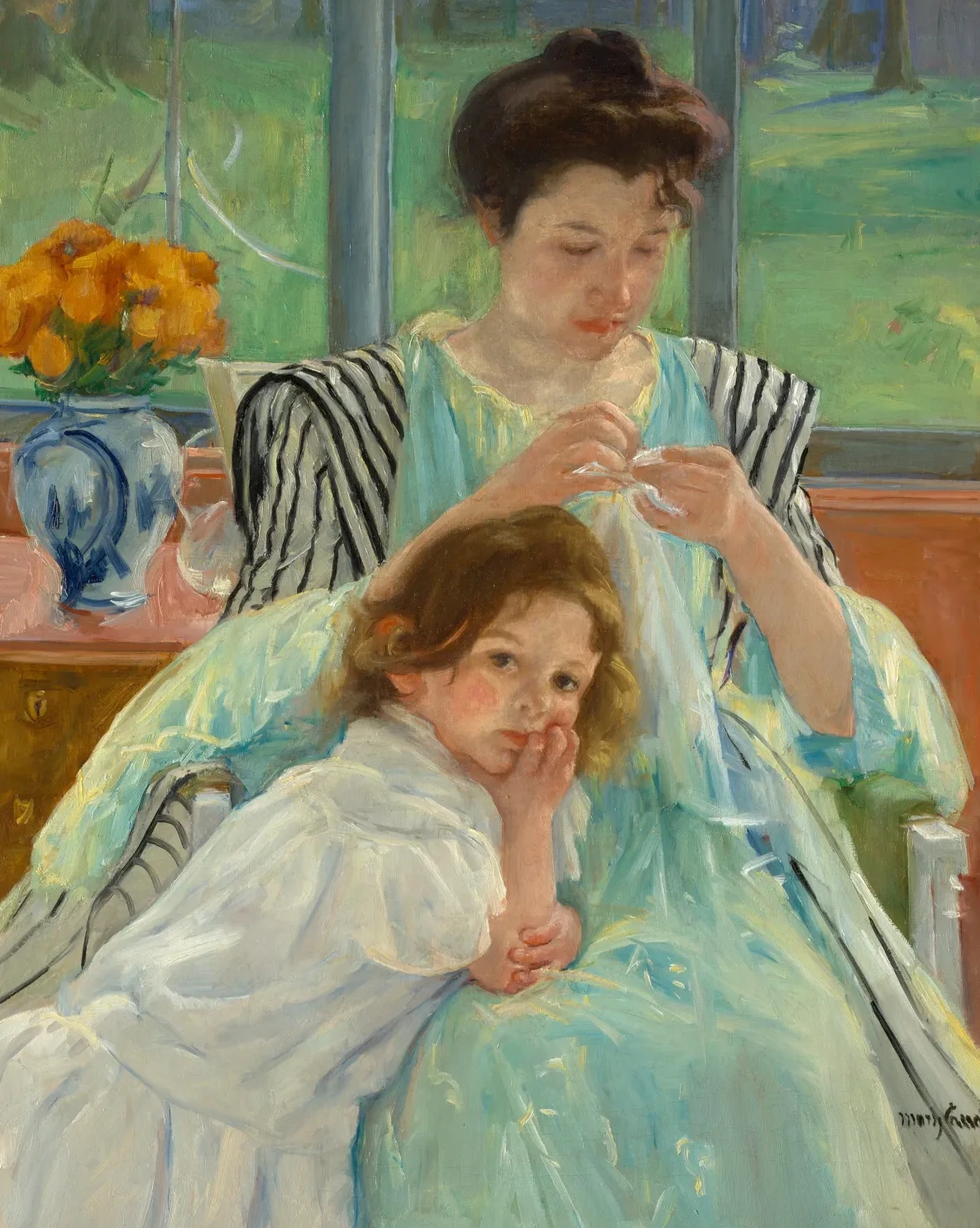 Young Mother Sewing, Mary Cassatt