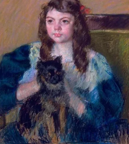Françoise Holding a Little Dog