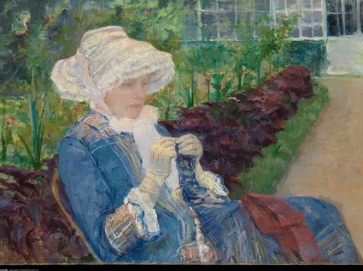 Lydia Crocheting in the Garden at Marly