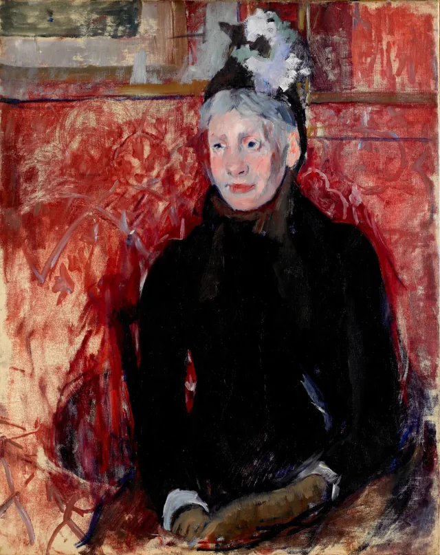 Portrait of an Elderly Lady in a Bonnet: Red Background, Mary Cassatt
