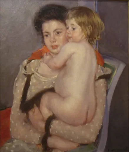 Portrait of Reine LeFebvre Holding a Nude Baby