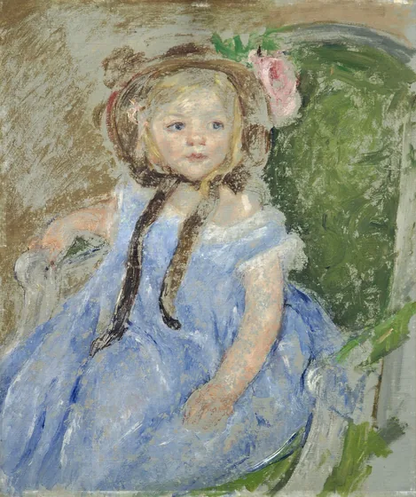 Sara in a Dark Bonnet with Right Hand on Arm of Chair