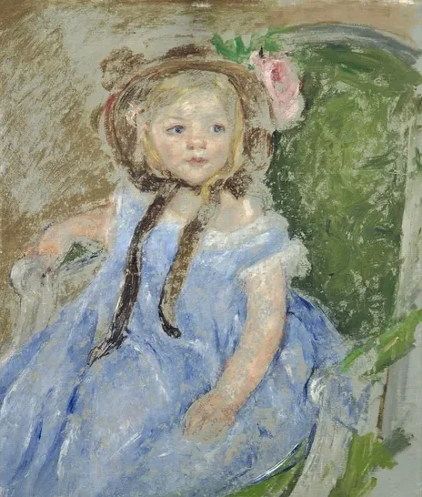 Sara in a Dark Bonnet with Right Hand on Arm of Chair