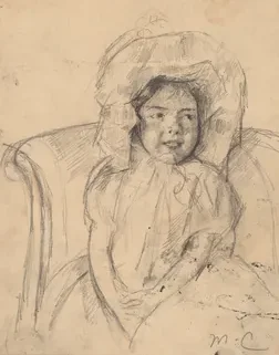 Smiling Margot Wearing a Ruffled Bonnet