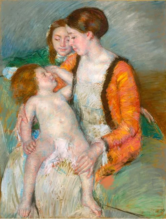 Joven madre, hija y bebé, Mary Cassatt