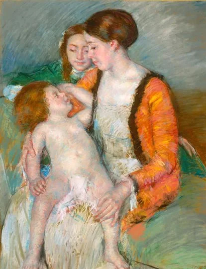 Young Mother, Daughter, and Baby