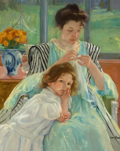 Young Mother Sewing