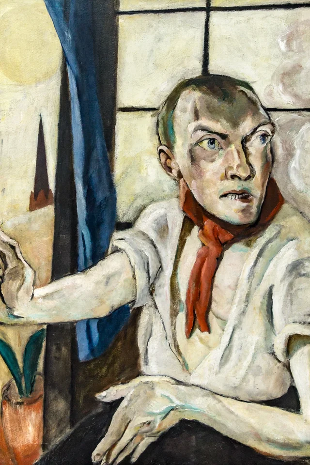 Self-Portrait with Red Scarf, Max Beckmann