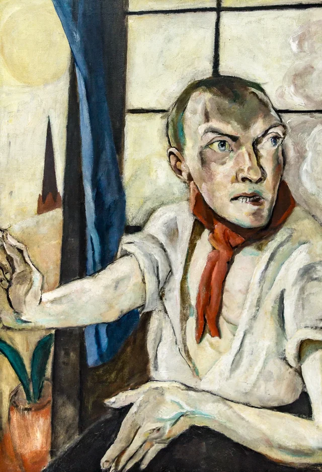Autorretrato con bufanda roja, Max Beckmann