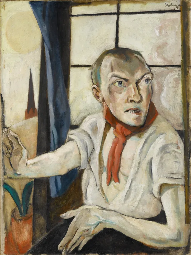 Self-Portrait with Red Scarf, Max Beckmann