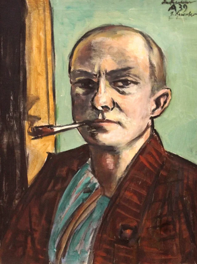 Self-Portrait on Green with Green Shirt, Max Beckmann
