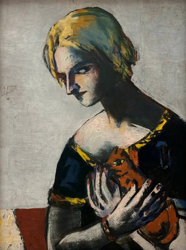 Girl with Yellow Cat (on Grey), Max Beckmann