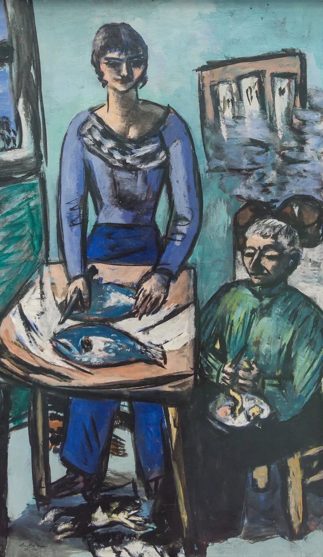 La cocina - Quappi con pescados, Max Beckmann