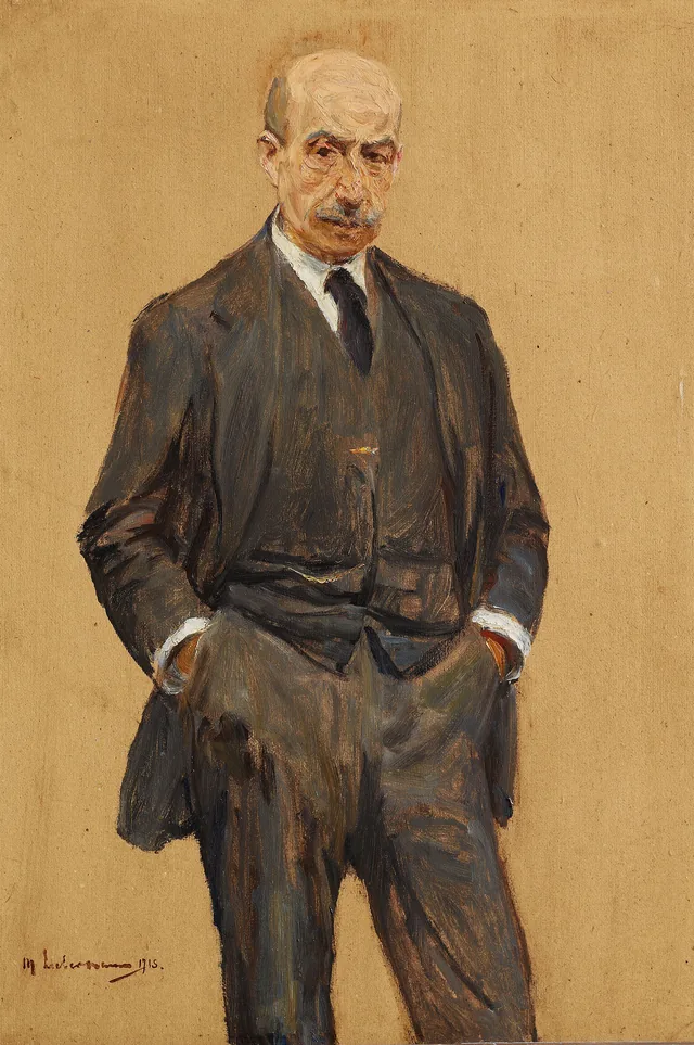 Autorretrato de pé em três quartos, com as mãos nos bolsos, Max Liebermann