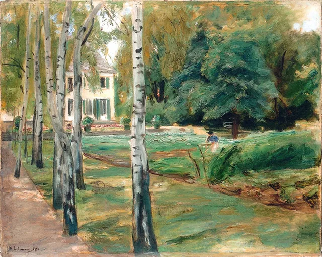 A alameda de bétulas no jardim de Wannsee, para oeste, Max Liebermann