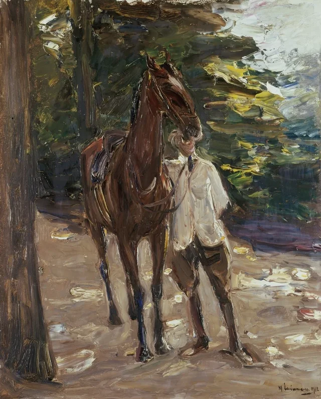 Mozo de cuadra con un caballo