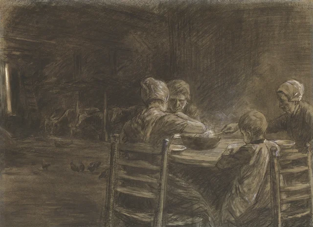 Camponeses da Frísia Oriental jantando, Max Liebermann