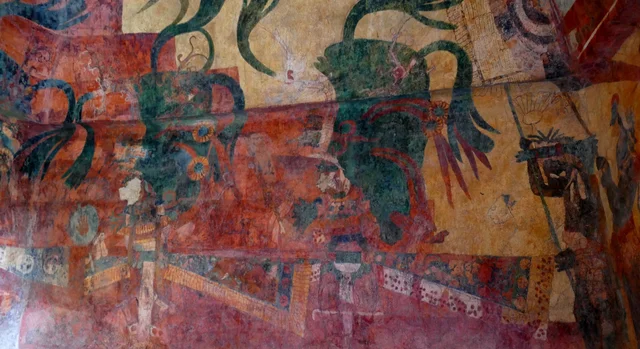 Bonampak, Room 3: dancers in feather costumes, Mesoamerica