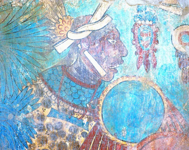 Cacaxtla, Battle Mural: warrior (detail)