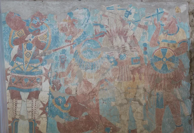 Cacaxtla, Battle Mural: warrior with a spear