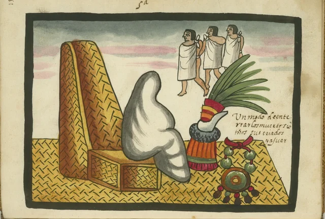 Tovar Codex: a way of burying the dead with their servants and belongings, Mesoamerica