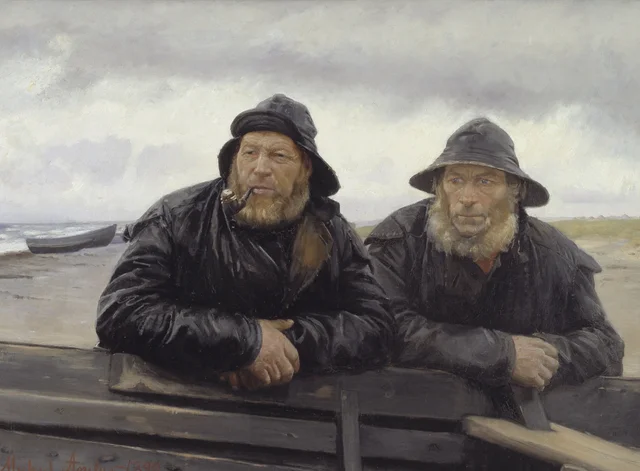 Dois pescadores perto de um barco, Michael Ancher