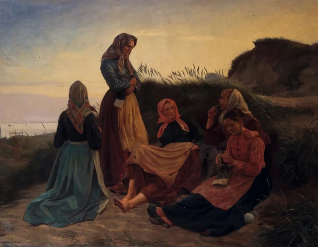 Girls gathered on Sladrebakken a summernight's eve, Michael Ancher