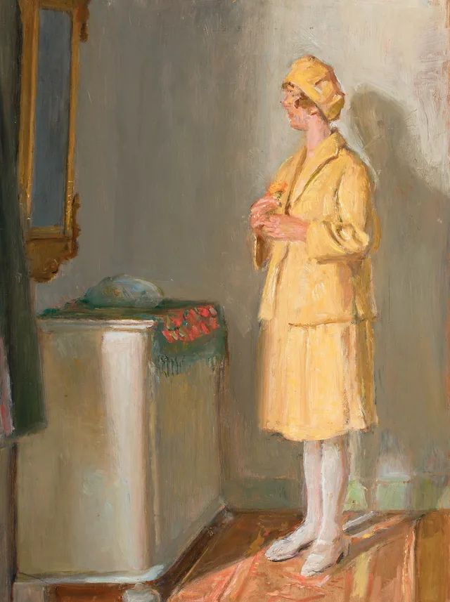 Jovem olhando-se no espelho, Michael Ancher