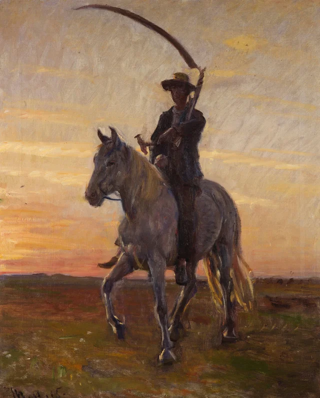 Jovem ceifeiro voltando a cavalo, Michael Ancher