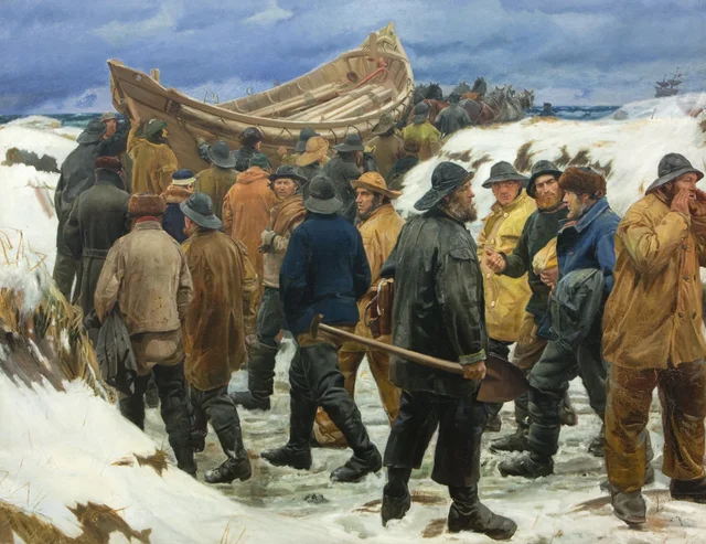 The Lifeboat Is Taken through the Dunes, Michael Ancher