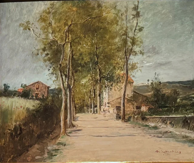 Paisagem com alameda e edifício, Mihály Munkácsy