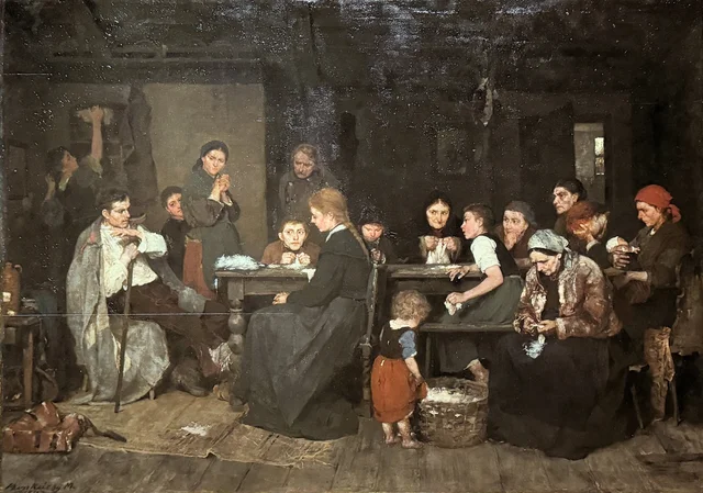 Las preparadoras de hilas, Mihály Munkácsy
