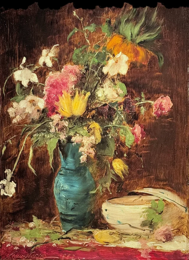 Natureza-morta com flores e tigela, Mihály Munkácsy