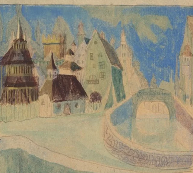 The City. From the cycle of sketches “The City”, Mikalojus Konstantinas Čiurlionis