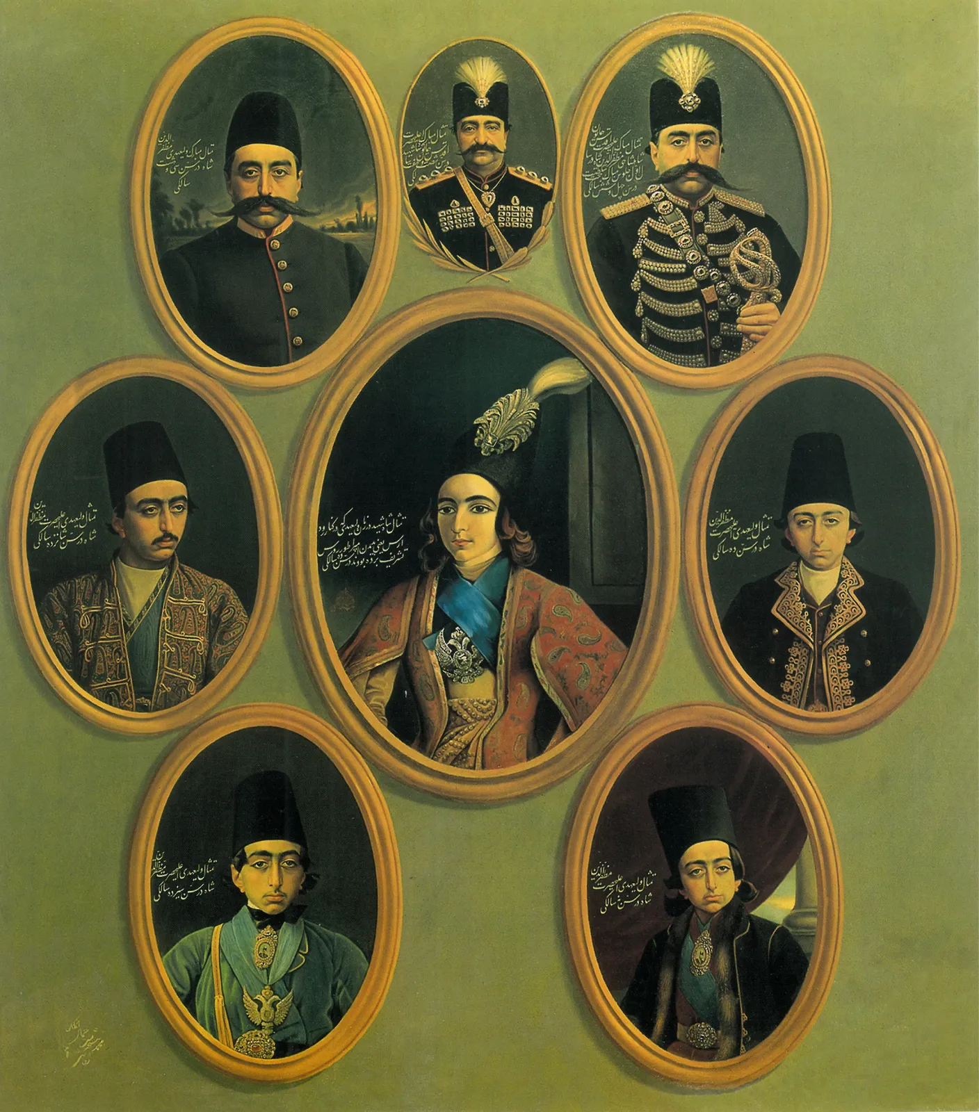 Eight Portraits of Naser al-Din Shah Qajar and Mozaffar ad-Din Shah Qajar in Different Ages, Kamal-ol-Molk