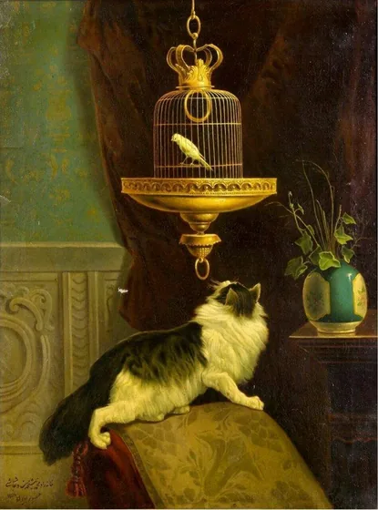 Le Chat et la cage au canari — Kamal-ol-Molk