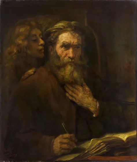 Saint Matthieu et l'Ange, d'après Rembrandt — Kamal-ol-Molk