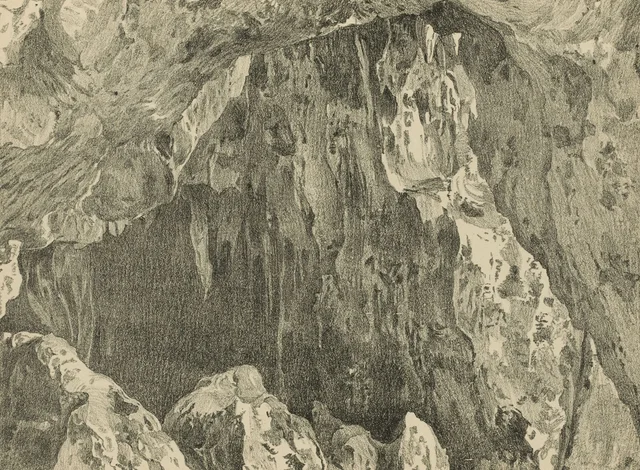 Bahía de Ha-Long, la «Maravilla», entrada de la gruta, Monografía dibujada de Indochina