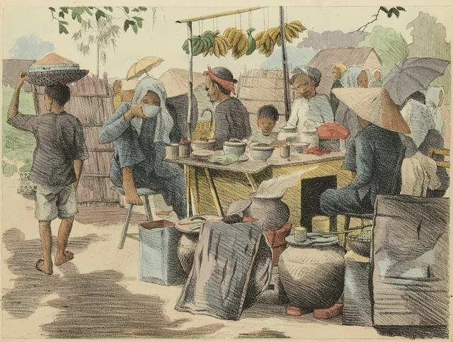 Coin de marché, marchande de thé de Huế