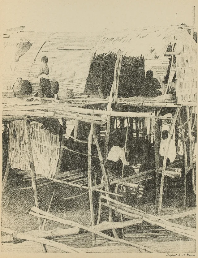 Coin de village lacustre sur le Tonlé-sap (détail) (planche 28)