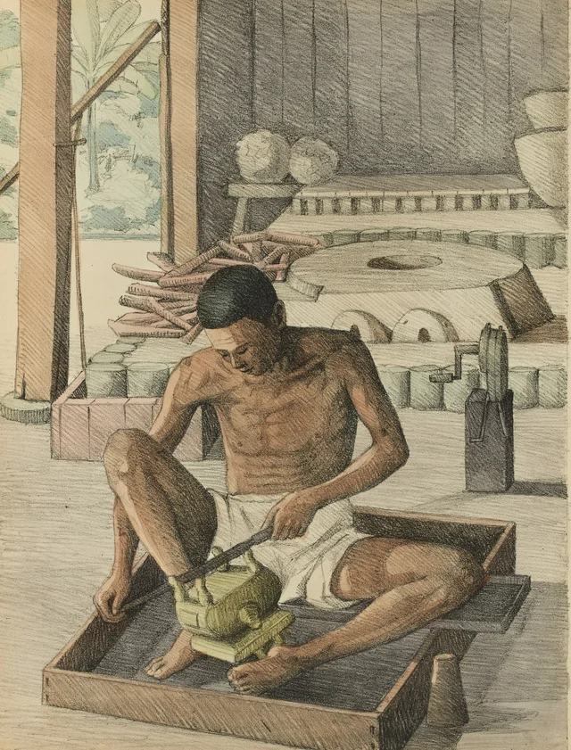 Fondeur ciselant un brûle-parfum