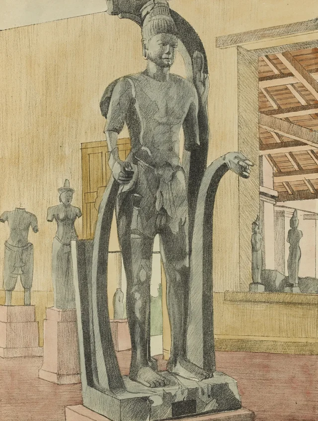Interior del museo Albert Sarraut, Phnom Penh, Monografía dibujada de Indochina