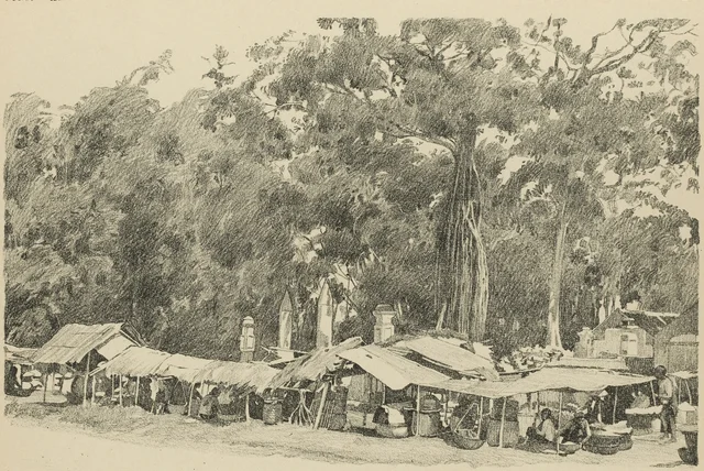 Marché de Đình-Cả, village de Nội-Duệ (planche 26)