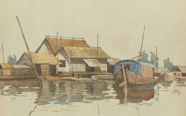 Chozas y barcos en Xóm nhà (Svairiêng)