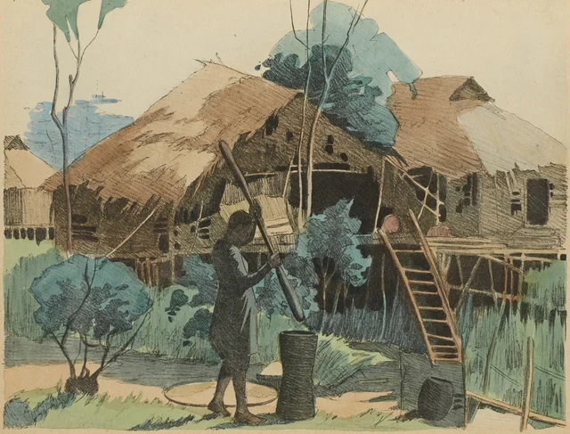 Pilage du riz, Monographie dessinée de l'Indochine
