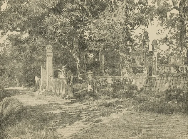 Tumba del Đền Ông-Cử, pueblo de Trung-Nha, Monografía dibujada de Indochina