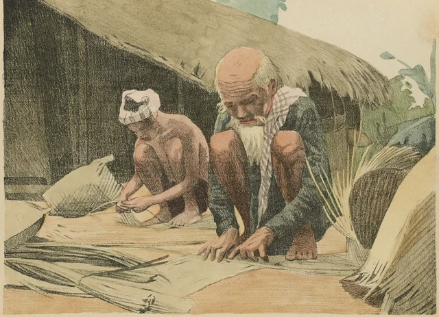 Tressage des feuilles de palmiers, Monographie dessinée de l'Indochine