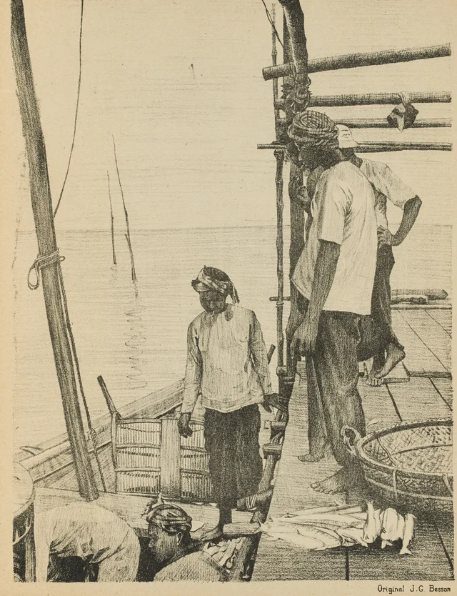 Lake village, unloading the fish